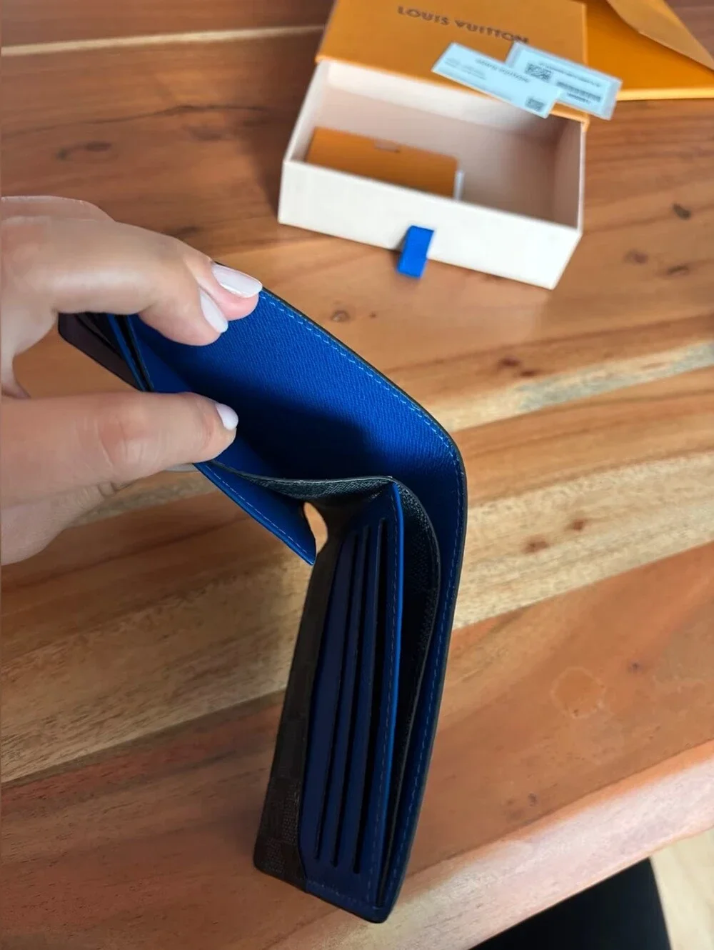 Louis Vuitton Blue and Black Damier Graphite Card Holder Wallet